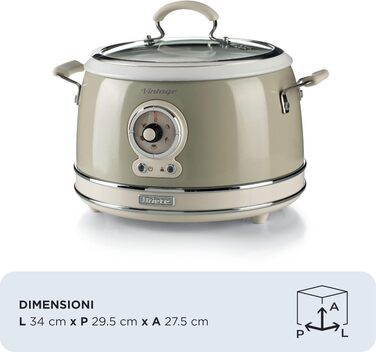 Мультиварка Ariete Vintage 2904 блакитна 3.5 л для рису, приготування на пару, повільного приготування з керамічним антипригарним покриттям 650 Вт