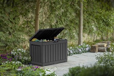 Ящик для зберігання садовий Koll Living Kentwood 190л антрацит - для подушок, інструментів, іграшок - водонепроникний, вентильований