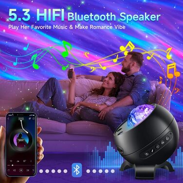 Проектор зоряного неба COOLNIGHT: нічник-проектор галактики та північного сяйва (Аврора) з 180 режимами світла, білим шумом та Bluetooth, чорний