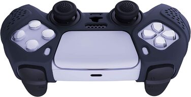 Чохол eXtremeRate PlayVital для контролера PS5, захисний ергономічний силіконовий кейс з ручками, накладки на стіки, 2 шт., колір Guardian Edition, синій (Midnight Blue)