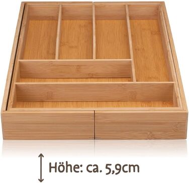 Murago органайзер для столових приборів, розсувний, 34-56x46x6 см, з бамбука, для кухонних шухляд