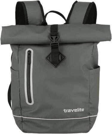 Рюкзак travelite Rolltop водонепроникний, велосипедний, міський, з роллтоп-застібкою та світловідбивачами, 19 л, 48 см, сірий (антрацит)