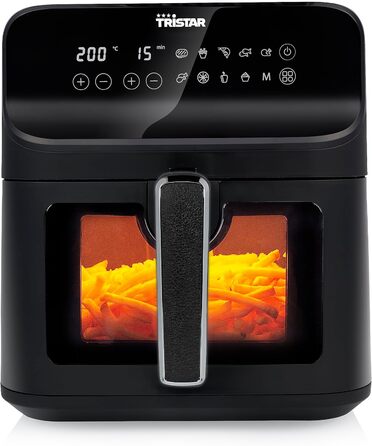 Tristar цифрова аерофритюрниця 6,2 л, 1,5 кг, з оглядовим вікном, чорна, FR-9037