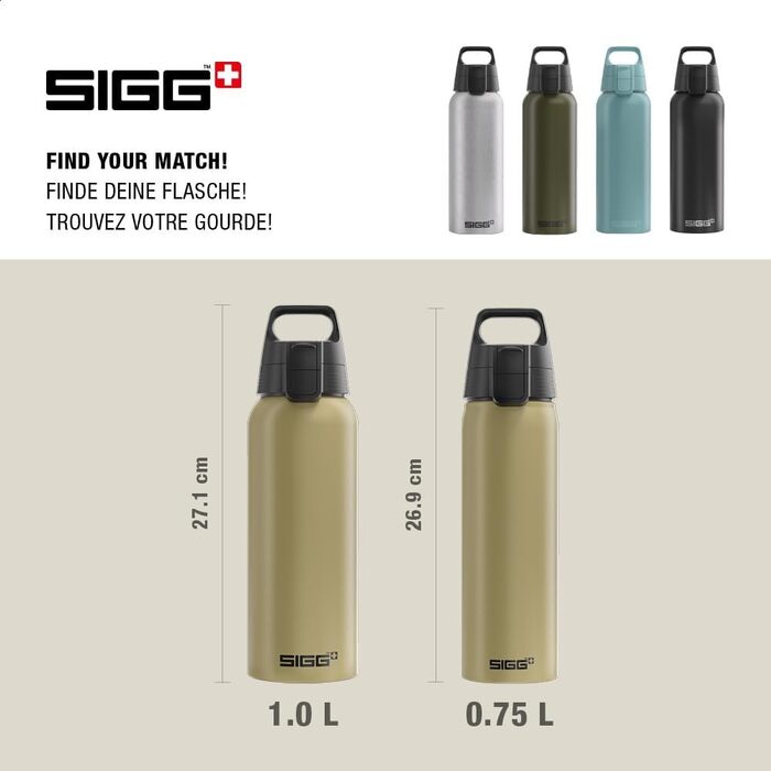 Алюмінієва пляшка для води SIGG WMB ONE 1 л, герметична, підходить для газованих напоїв, BPA-free, колір Caramel Sand