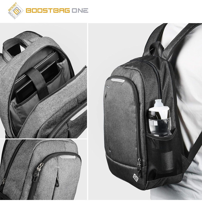 Міський рюкзак BoostBag One для ноутбука 15,6'', планшета та телефону, сірий – ідеальний для школи, роботи, навчання