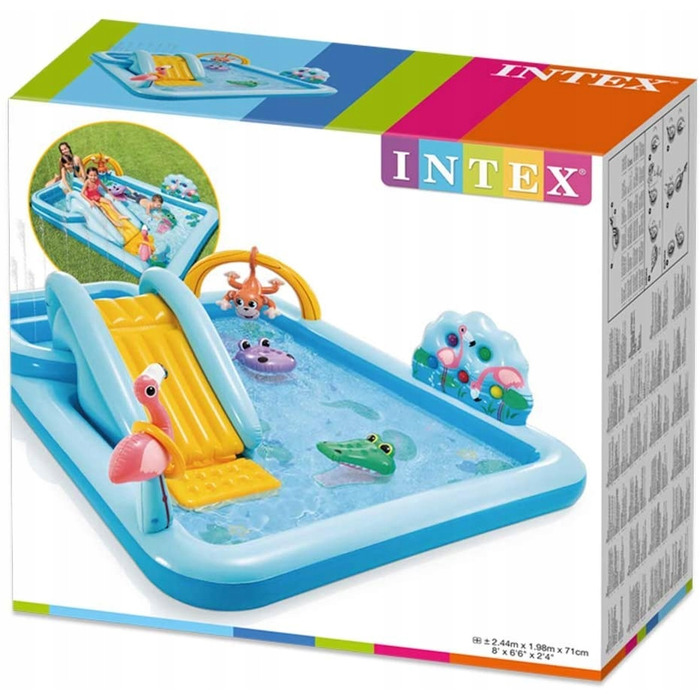 Надувний ігровий водний майданчик-басейн з гіркою Intex, 244 x 198 см