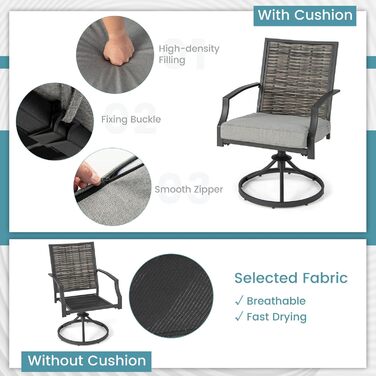 GIANTEX Набір садових меблів 3 шт: ротангові крісла, столик, набір для балкона/тераси, коричневий