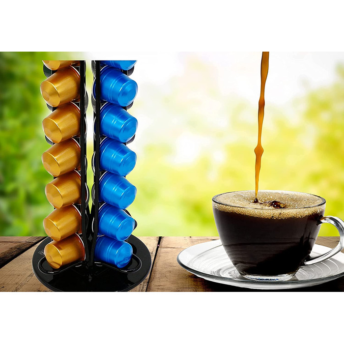 Підставка для кавових капсул EXZACT, сумісна з Nespresso, на 40 капсул, обертається на 360°, стійка, чорна