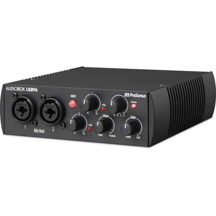 PreSonus AudioBox 96: USB аудіоінтерфейс для запису, стрімінгу, подкастингу + Studio One Artist, Ableton Live Lite (Чорний)