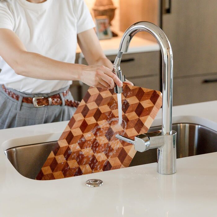 Обробна дошка Artistic Chef's Kitchen ACK-CB0003 з дерева карельської берези, чорного дерева та бука, 39.4x29.2 см