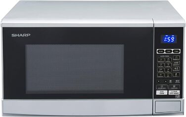 Мікрохвильова піч SHARP R670S 2-в-1 з грилем, 20 л, 800 Вт, гриль 1000 Вт, 10 рівнів потужності, 13 автоматичних програм, таймер, срібляста