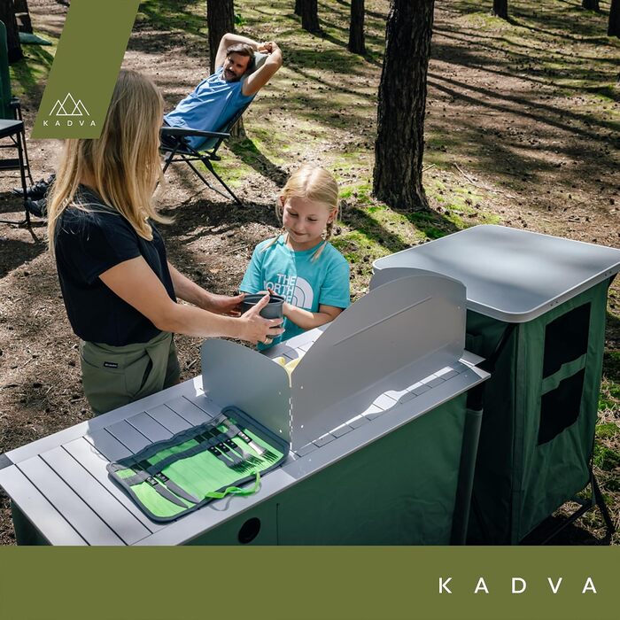 Кемпінгова шафа KADVA Camping CAMPShelf 13, полиця для відпочинку на природі, 50x60x98 см, поліестер, зелена