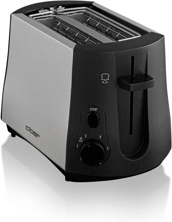 Тостер Cloer 3410, 825 Вт, для 2 тостів, з підставкою для булочок, функція додаткового підйому, піддон для крихт, матовий теплоізольований металевий корпус