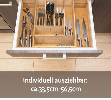 Murago органайзер для столових приборів, розсувний, 34-56x46x6 см, з бамбука, для кухонних шухляд