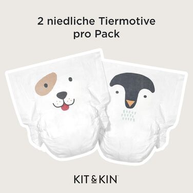 Преміум підгузки для новонароджених Kit & Kin, розмір 1 (2-5 кг), гіпоалергенні та веганські, 152 шт