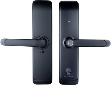 Електронний дверний замок SMARTPASS Tokyo з відбитком пальця, Bluetooth, Wi-Fi, кодом, картою, ключем, керуванням через додаток, чорний