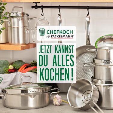 Сковорода FACKELMANN Chefkoch München 28 см з нержавіючої сталі з вафельним дном, універсальна для всіх типів плит, індукційна
