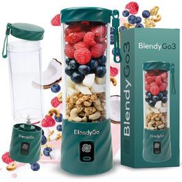 Портативний блендер BlendyGo 3 для смузі, 550 мл, USB, BPA-free, PulseMotion & BlendPro, фласково-зелений