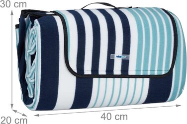 Пікнік-ковдра XXL Relaxdays 200x300 см, водонепроникна, ізольована, флісова, смугаста, з ручкою, кольорова