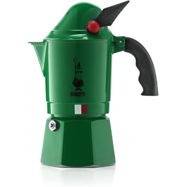 Bialetti Express Alpina — алюмінієва гейзерна кавоварка для плити, 3 чашки (130 мл), зелена