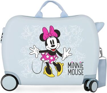 Дитяча валіза Disney Minnie Enjoy the Day, 50x38x20 см, жорсткий корпус ABS, 34 л, 2,1 кг, 4 колеса, кодовий замок, блакитна