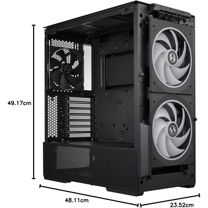 Ігровий корпус для ПК LIAN LI LANCOOL 216, чорний, E-ATX, з підсвіткою RGB, 2x 160 мм вентилятори, Midi Tower