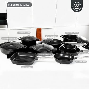 Каструля Westinghouse PERFORMANCE SERIES 18 см, індукційна, молочний сотейник, універсальний для всіх плит і духовки, не нагрівається ручка з нержавіючої сталі, чорний