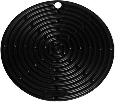 Чавунний круглий жаровник Le Creuset Signature 20 см, чорний + силіконовий круглий прихват Le Creuset, чорний