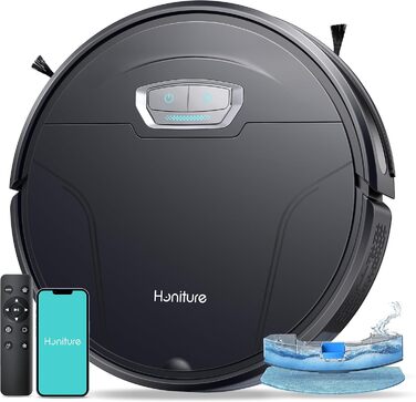 Робот-пилосос HONITURE G20 Pro з функцією миття, 4500Pa, керування через додаток, 180 хв роботи, для тварин, килимів та твердих підлог, чорний