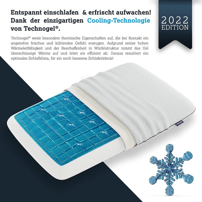 Ортопедична подушка Technogel Deluxe для шиї та спини, антибактеріальна, з гелем, для сну на спині й боці, з наволочкою