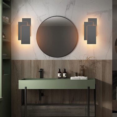 Klighten LED настінні світильники 24W, 2 шт, сучасні, для вітальні, спальні, коридору, теплий білий 3000K, темно-сірі