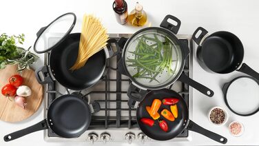 Набір посуду Kenmore Elite Andover з кованого алюмінію з антипригарним покриттям, блакитний Glacier Blue, 10 предметів
