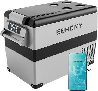 Автомобільний холодильник EUHOMY 40л компресорний (-20℃~20℃) з Wi-Fi, режимами ECO/MAX, захистом батареї 12/24V/220V, тихий (до 45дБ)