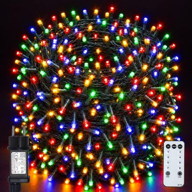 Кольорова світлодіодна гірлянда 1500 LED (75м) для вулиці та дому, 8 режимів, таймер, диммер, IP44 — Різдвяна ілюмінація для балкона та тераси