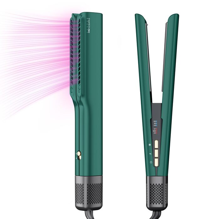 Випрямляч для волосся PARWIN PRO BEAUTY іонний, повітряний, для середнього та довгого волосся (35-75 см), 1200 Вт, темно-зелений