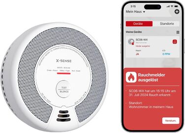 X-Sense Детектор диму та CO з Wi-Fi, 2-в-1, SC06-WX, 1 шт.