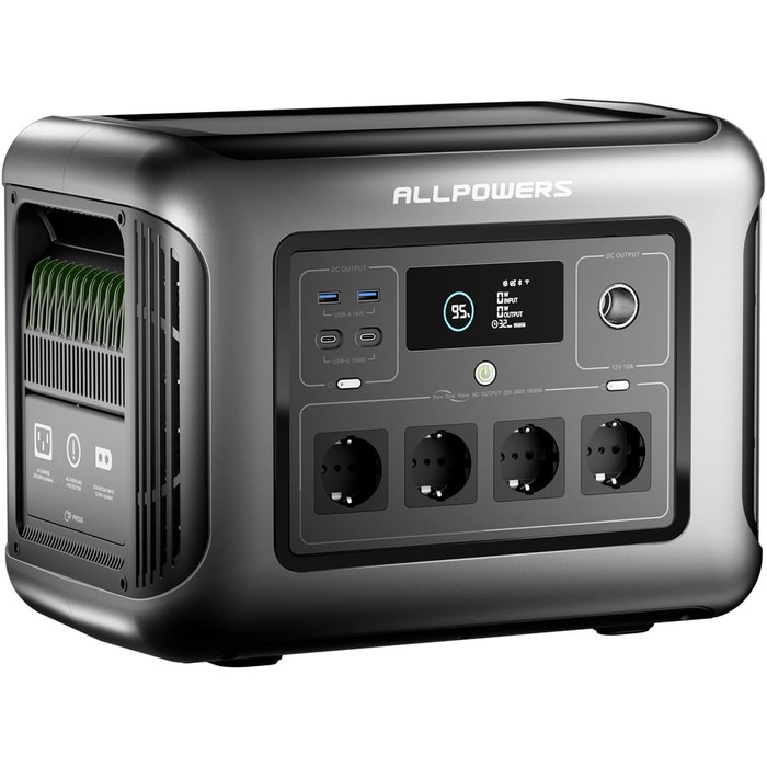 Портативна електростанція ALLPOWERS R1500 LITE, ємність 1056 Wh, номінальна потужність 1600 W, пікова потужність 3200 W