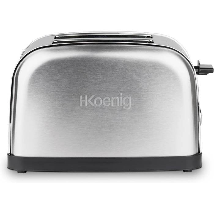 Тостер H.Koenig TOS7, 2 скибки, 6 режимів, 850 Вт, нержавіюча сталь, сріблястий, сучасний дизайн