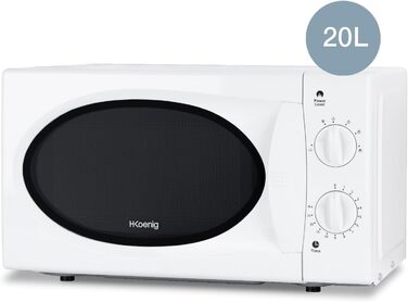 Мікрохвильова піч H.Koenig VIO6, 20 л, 700 Вт, 5 програм, біла, діаметр тарілки 24,5 см, функція розморожування
