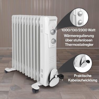 Масляний радіатор Clatronic RA 3735, електричний обігрівач Slimline на 1500 Вт, 7 секцій, 3 режими потужності для приміщень до 30 м²
