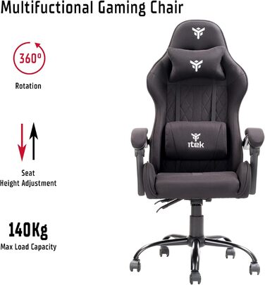 Ігрове крісло iTek Rhombus FF10, тканинне, чорне, стандартне