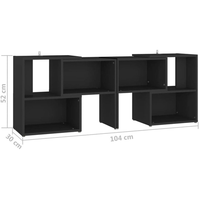 TV-тумба vidaXL чорна 104x30x52 см, деревостружкова плита, сучасний телевізійний стіл, меблі для вітальні, низький комод, полиця для HiFi-апаратури