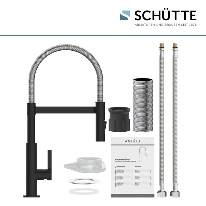 Змішувач кухонний SCHÜTTE MIAMI 79147 з висувним душем, чорний/хром - одноричаговий, з магнітним утримувачем, для мийки