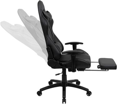 Ігрове крісло Flash Furniture X30, ергономічне, з повністю регульованою спинкою та висувною підставкою для ніг, LeatherSoft, сіре, стиль автоспорт, 1 шт.