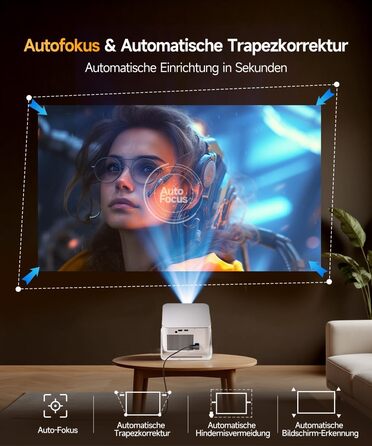 Смарт-проектор Magcubic HY350MAX 4K/8K, WiFi 6, Bluetooth 5.4, Автофокус, 6D автокоррекция трапеції, динамік 12W, поворот на 180°, портативний домашній кінотеатр, чорний