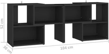 TV-тумба vidaXL чорна 104x30x52 см, деревостружкова плита, сучасний телевізійний стіл, меблі для вітальні, низький комод, полиця для HiFi-апаратури