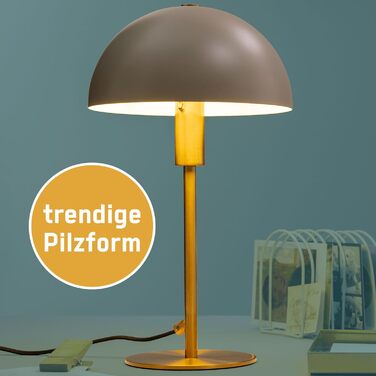 Світильник-грибок для столу Lightbox, LED, E14, метал, золото/матовий тауп, настільна лампа для офісу, спальні, з вимикачем