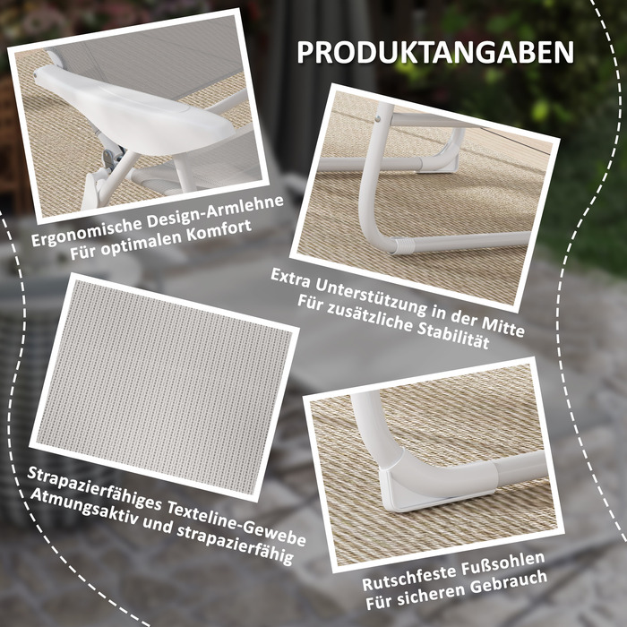 Outsunny Sun Lounger Складний садовий шезлонг з подушкою, шезлонг з регульованою спинкою в 4 напрямках, стійкий до погодних умов шезлонг для кемпінгу, садове крісло навантаження до 120 кг, для саду на відкритому пляжі світло-сірий