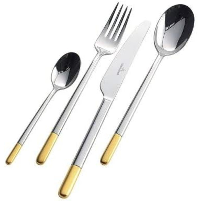 Столовий набір Villeroy & Boch Ella, 30 предметів, золочений, для 6 осіб, нержавіюча сталь з позолотою, придатний для посудомийної машини