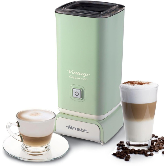 Ariete Vintage Cappucino 2878: Електричний спінювач молока ретро-стилю для капучино та гарячого шоколаду, 250 мл, 500 Вт, зелений